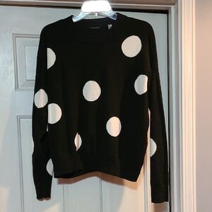 Tahari Black and White Polka Dot Sweater